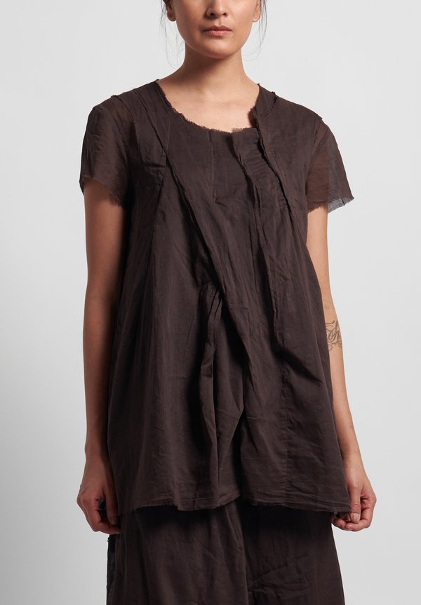 Rundholz Dip Cotton Relaxed Short Sleeve Top in Rust	
