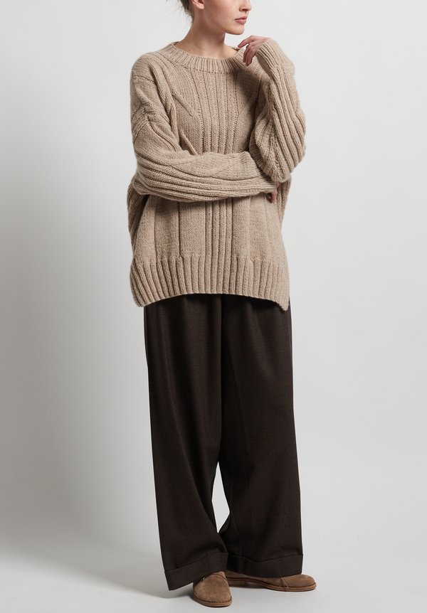 Hania New York Hand Knit Copton Sweater in Beige Melange