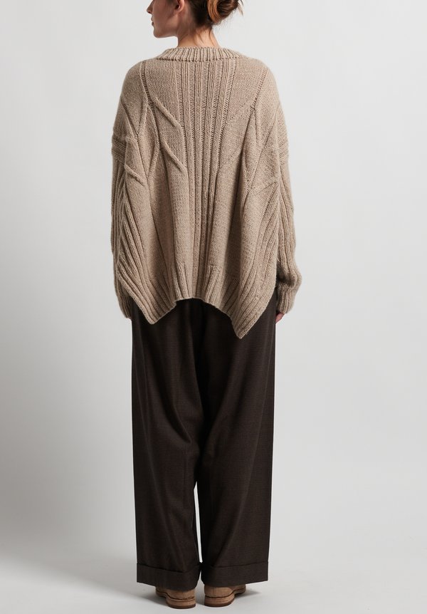 Hania New York Hand Knit Copton Sweater in Beige Melange