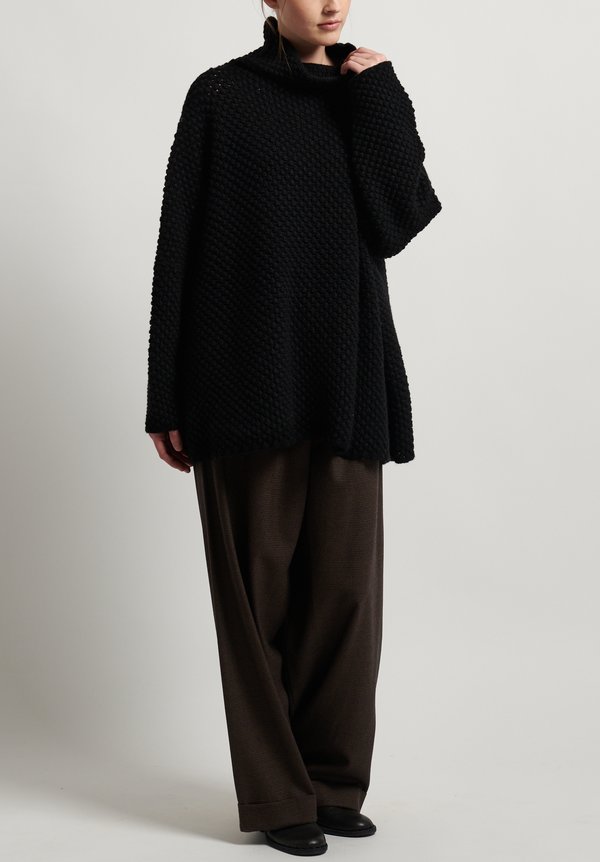 Hania New York Hand Knit Greta Long Sweater in Black	