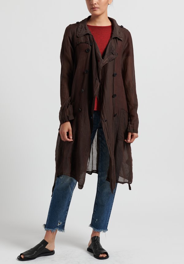 Rundholz Dip Cotton/ Silk Lightweight Long Jacket in Rust	