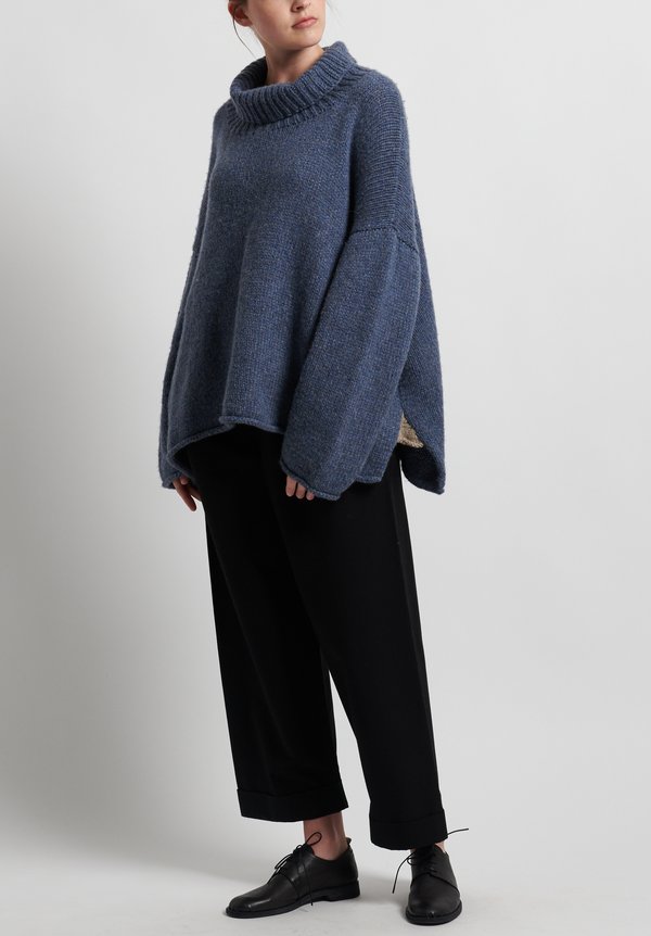 Hania New York Hand Knit Isabella Sweater in Denim Blue