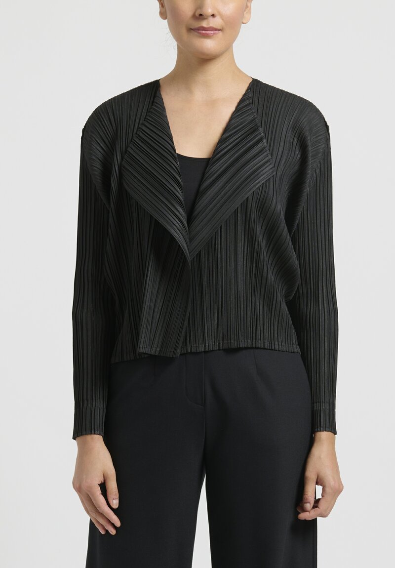 Pleats Please Mellow Pleats Jacket in Black	