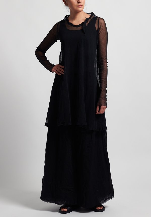 Rundholz Dip Cotton Gauze Tunic Dress in Black	