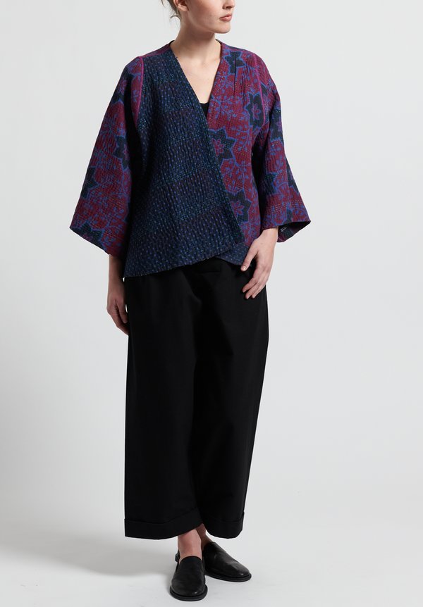 Mieko Mintz 4-Layer Vintage Cotton Bell Shape Jacket in Mulberry/ Black ...