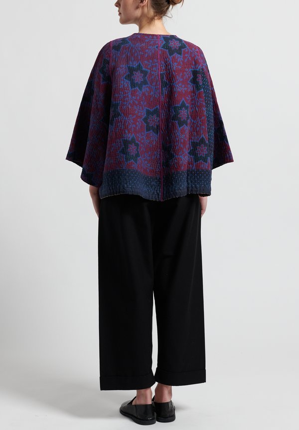 Mieko Mintz 4-Layer Vintage Cotton Bell Shape Jacket in Mulberry/ Black	