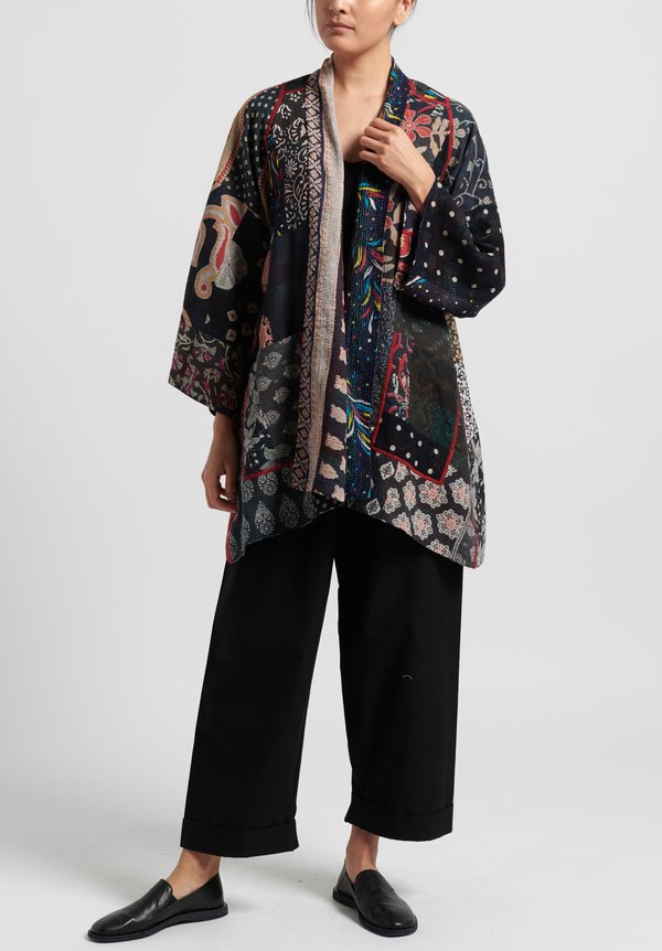 Mieko Mintz 2-Layer Patch with Printed Back A-Line Jacket in Black