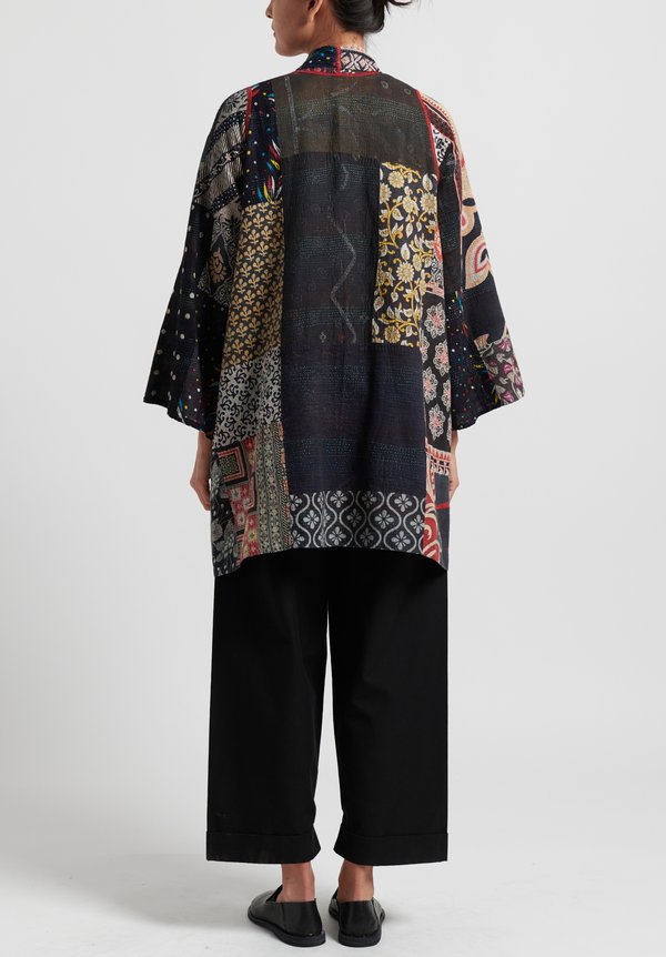 Mieko Mintz 2-Layer Patch with Printed Back A-Line Jacket in Black