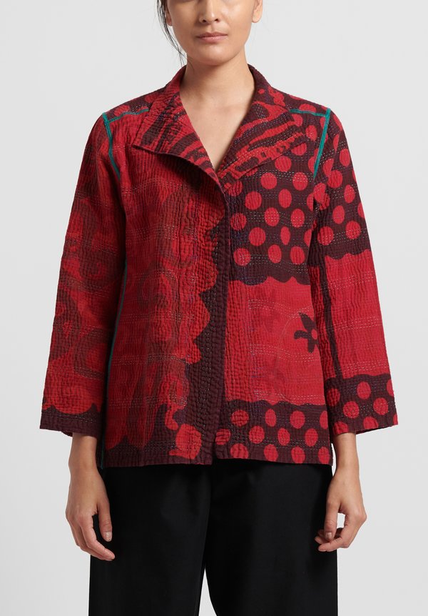 Mieko Mintz 4-Layer White Night with Over Dye Short Jacket in Red