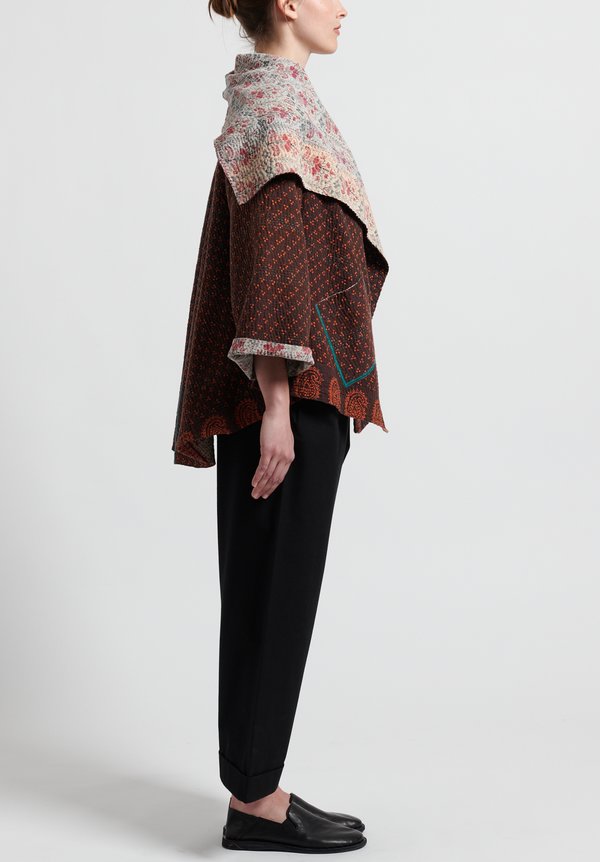 Mieko Mintz 4-Layer Vintage Cotton Circular Jacket in Brown/ Abalone ...