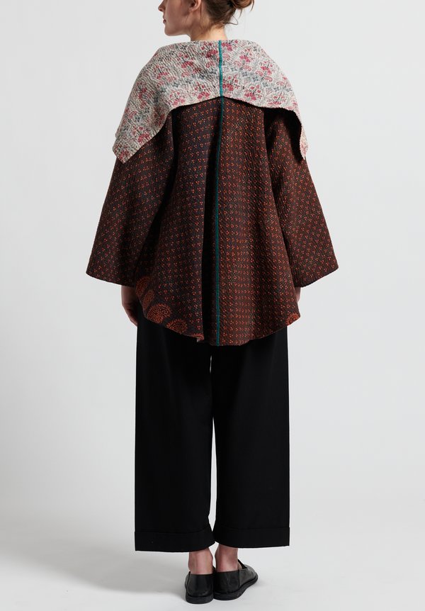 Mieko Mintz 4-Layer Vintage Cotton Circular Jacket in Brown/ Abalone	