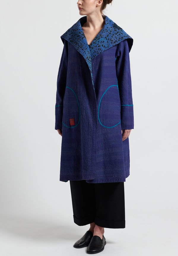 Mieko Mintz 4-Layer Twilight Print A-Line Coat in Blue | Santa Fe Dry ...