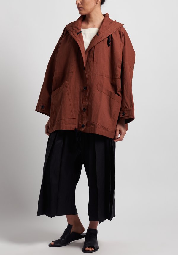 Jan-Jan Van Essche Cotton Oversized Hooded Jacket in Rust | Santa Fe ...