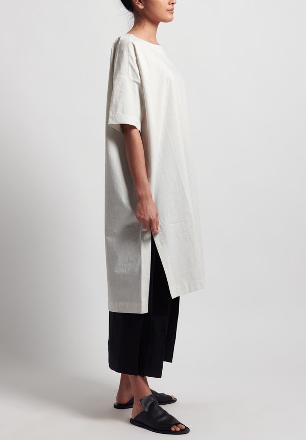 Jan-Jan Van Essche Cotton Striped Wide Fit Long Tunic in White	