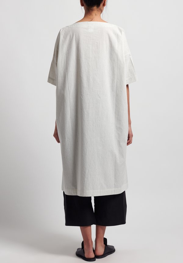 Jan-Jan Van Essche Cotton Striped Wide Fit Long Tunic in White	