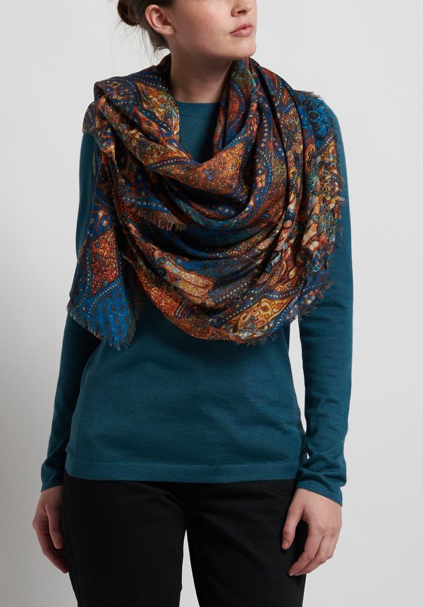 Alonpi Printed Square Scarf in Owens Multi	