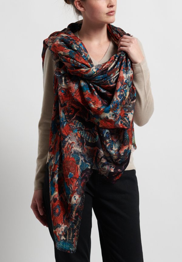 Alonpi Printed Scarf in Red	