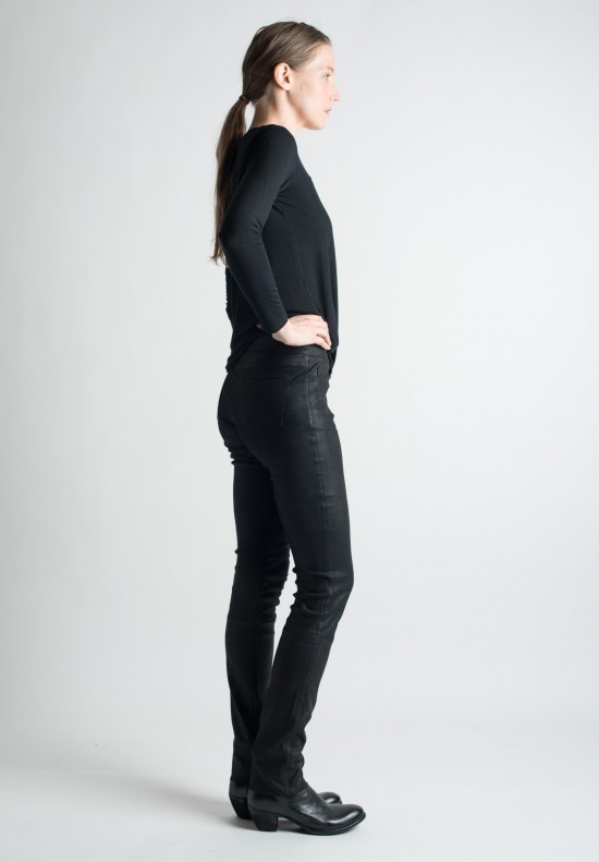 Ventcouvert Stretch Leather Jean Cut Pants in Black
