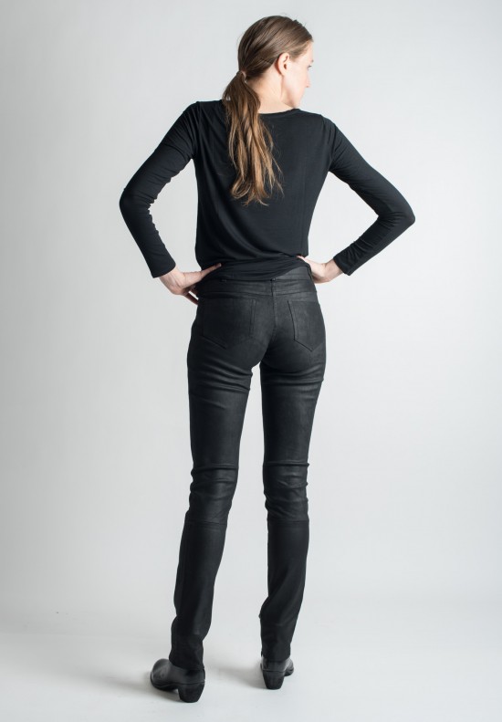 Ventcouvert Stretch Leather Jean Cut Pants in Black