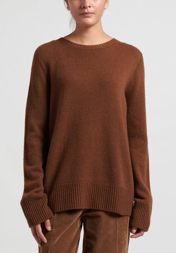 The Row Wool Cashmere Sibel Top Sweater in Walnut Santa Fe Dry