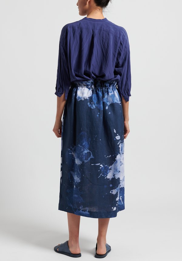 Replika Linen Splatter Print Drawstring Skirt