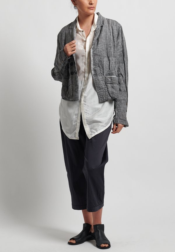 Umit Unal Linen Shibori Patched Jacket in Medium Grey	