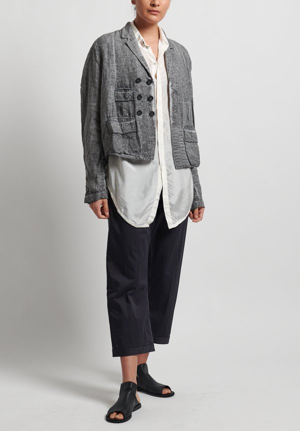 Umit Unal Linen Shibori Patched Jacket in Medium Grey	