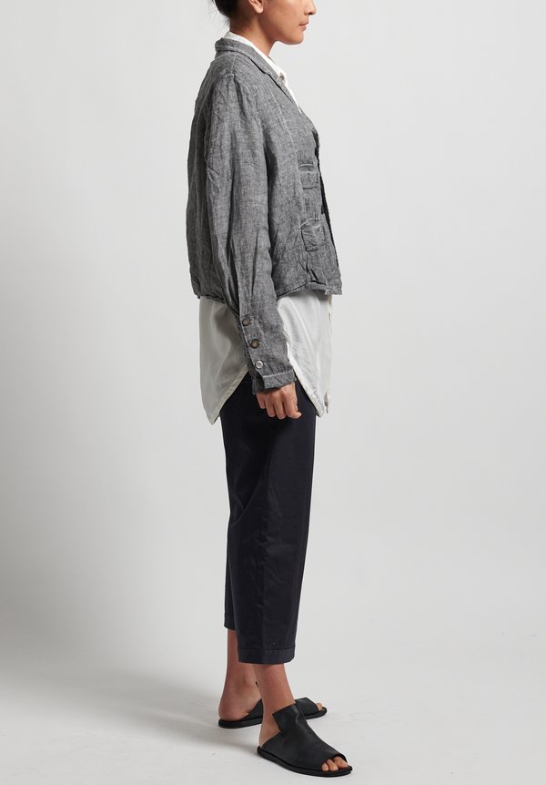 Umit Unal Linen Shibori Patched Jacket in Medium Grey	