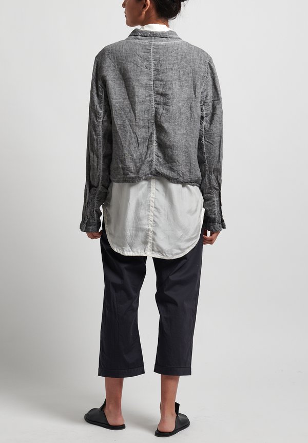 Umit Unal Linen Shibori Patched Jacket in Medium Grey	