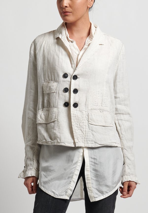 Umit Unal Linen Shibori Patched Jacket in White | Santa Fe Dry Goods ...