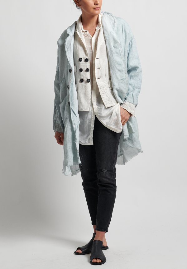 Umit Unal Linen Shibori Patched Jacket in White	