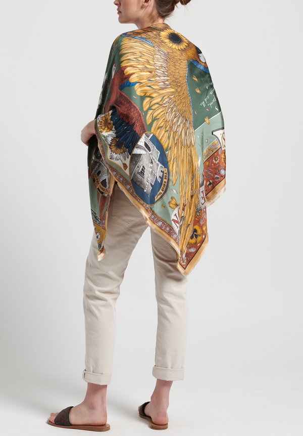 Sabina Savage Silk Twill The Princely Parrot Scarf in Pistachio/Peridot	