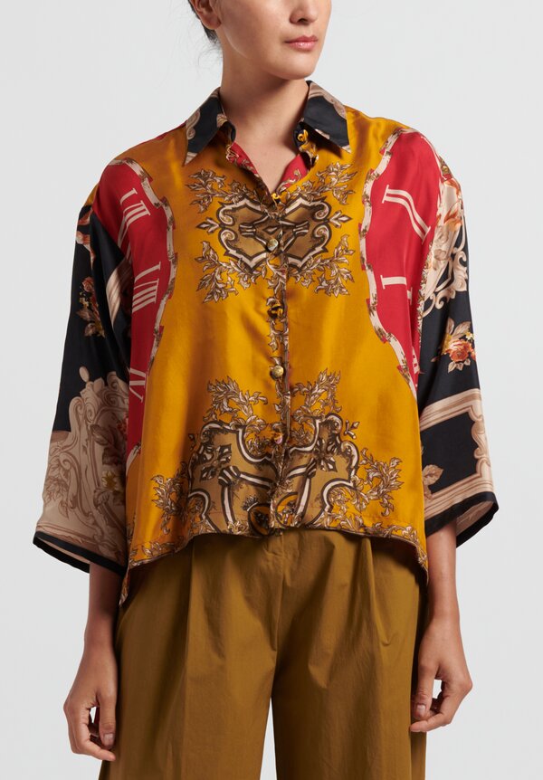 Rianna + Nina Silk One of a Kind Oversize Top in Multi/ Gold