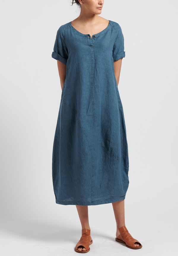 Oska Linen Evene Long Dress in Blue	