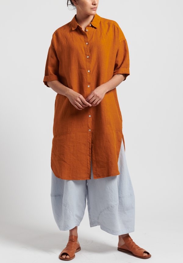 Oska Linen Elvina Shirt Dress in Orange	