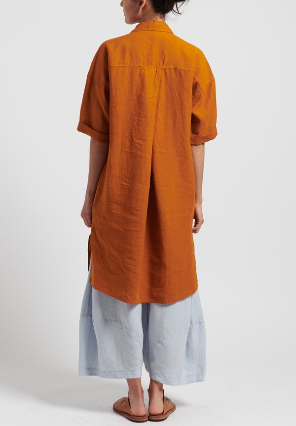 Oska Linen Elvina Shirt Dress in Orange	
