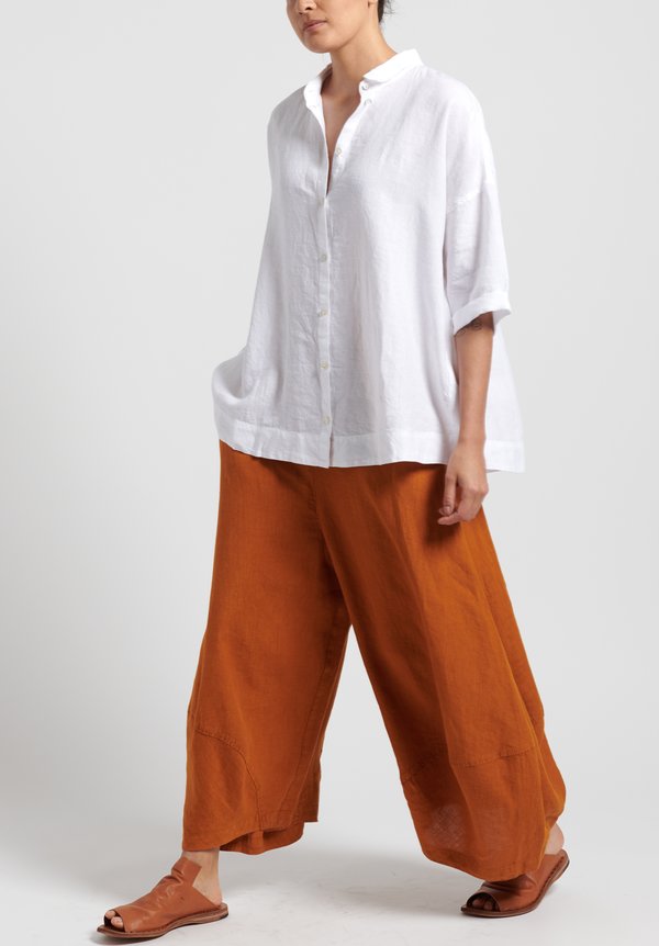 Oska Linen Oversize Blouse in White	