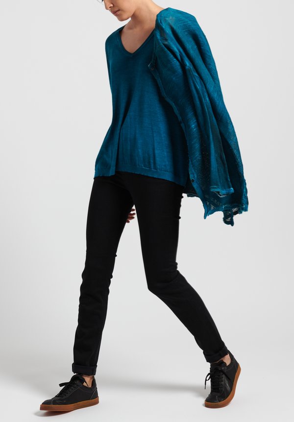 Avant Toi Cashmere/ Silk Printed Back V-Neck Sweater in Nero/ Turchese/ Floral	Regular: $825.00 Sweaters	0