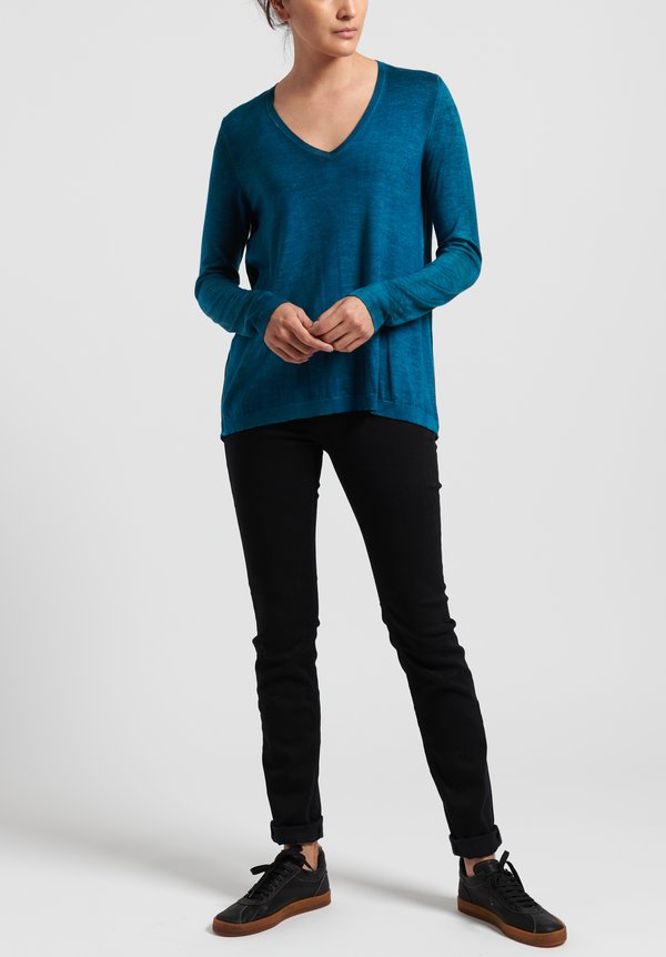 Avant Toi Cashmere/ Silk Printed Back V-Neck Sweater in Nero/ Turchese/ Floral	Regular: $825.00 Sweaters	0