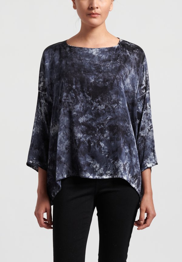 Avant Toi Silk 3/4 Sleeve Camouflage Top in Marmo