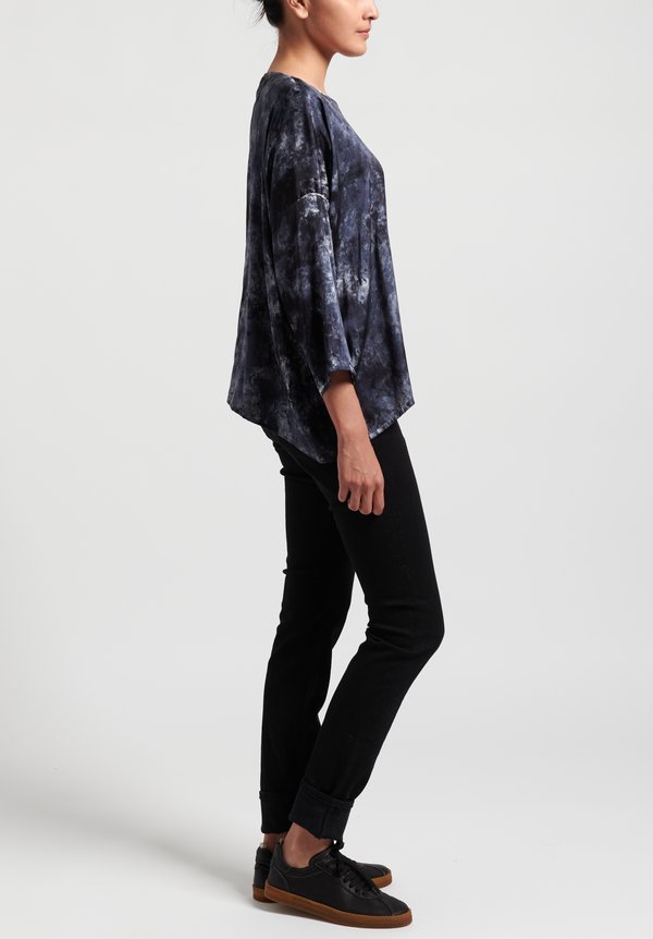 Avant Toi Silk 3/4 Sleeve Camouflage Top in Marmo
