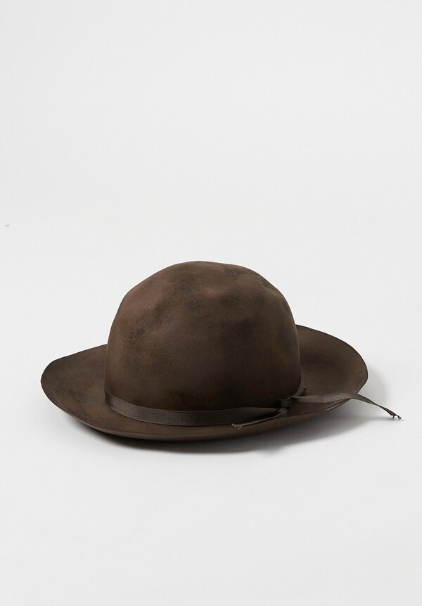 Horisaki Design & Handel Moldable Beaver Felt with Ribbon Hat Taupe
