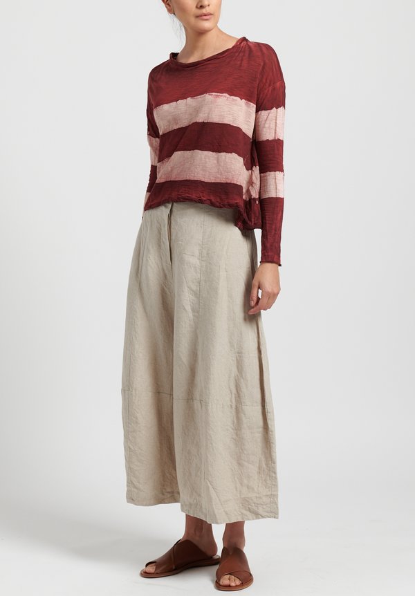 Gilda Midani Pattern Dyed Long Sleeve Trapeze Tee in Stripes Mellow Rose + Pepper	