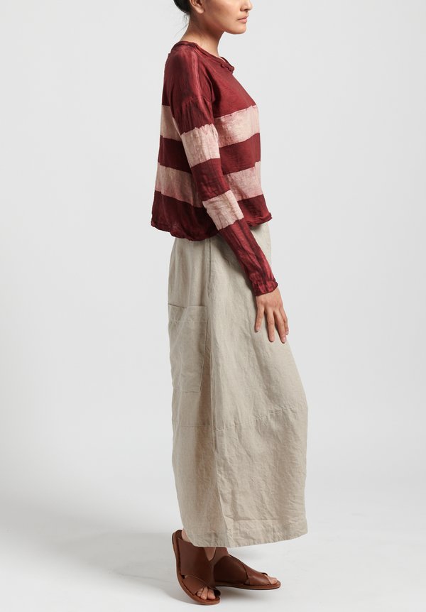 Gilda Midani Pattern Dyed Long Sleeve Trapeze Tee in Stripes Mellow Rose + Pepper	