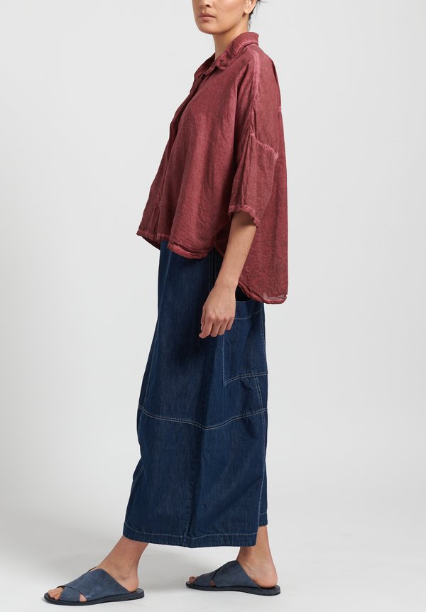 Gilda Midani Solid Dyed Cotton Voile Pocket Shirt in Pepper	