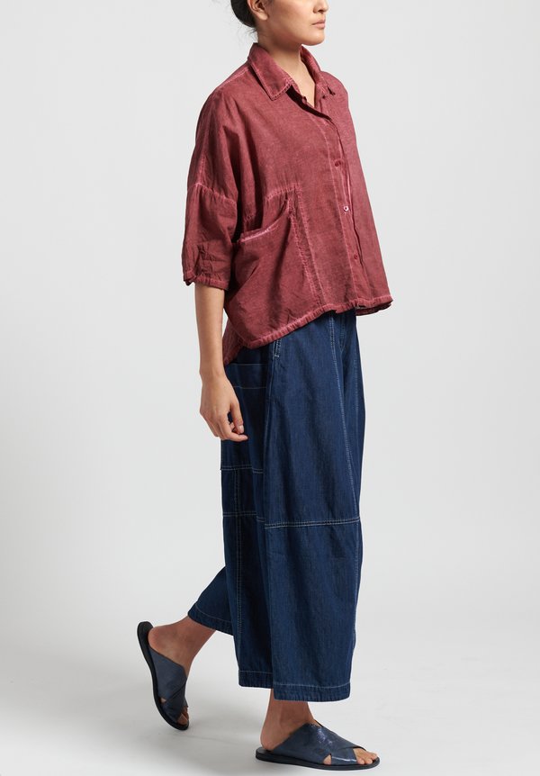 Gilda Midani Solid Dyed Cotton Voile Pocket Shirt in Pepper	