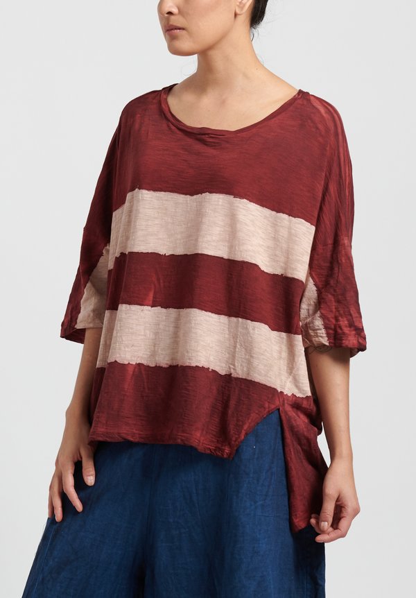 Gilda Midani Pattern Dyed Short Sleeve Super Tee in Stripes Mellow Rose + Pepper	