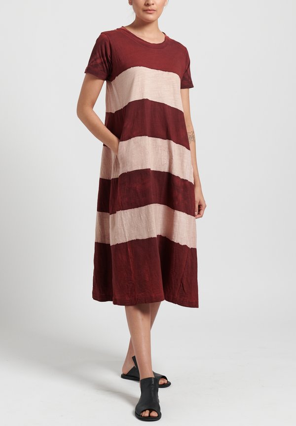 Gilda Midani Pattern Dyed Short Sleeve Maria Dress in Stripes Mellow Rose + Pepper	