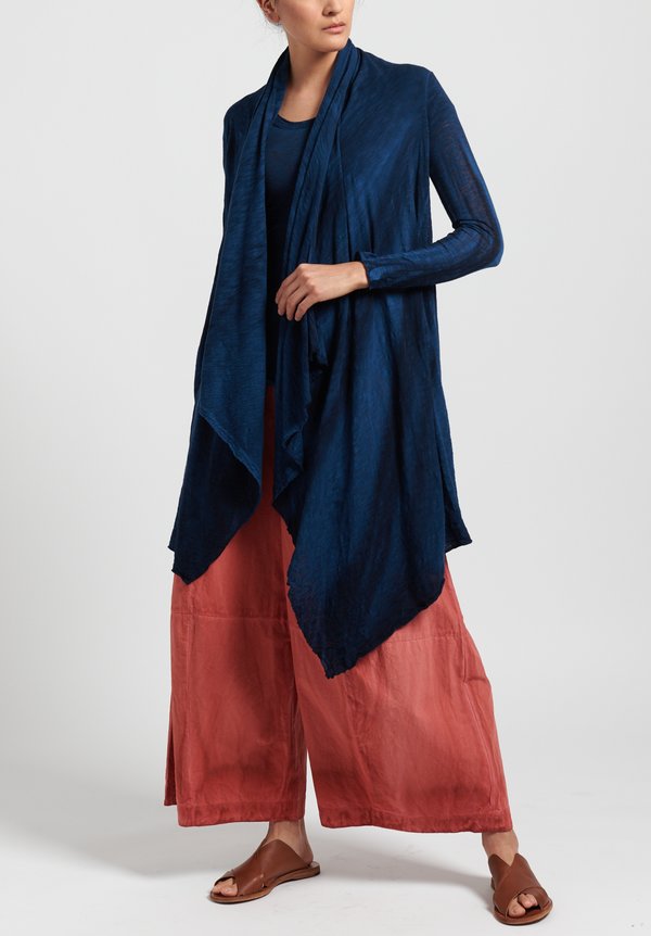 Gilda Midani Solid Dyed Long Karan Cardigan in Indigo Blue	