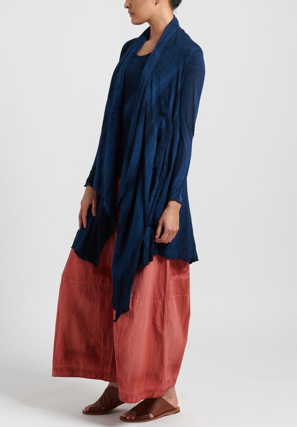 Gilda Midani Solid Dyed Long Karan Cardigan in Indigo Blue	